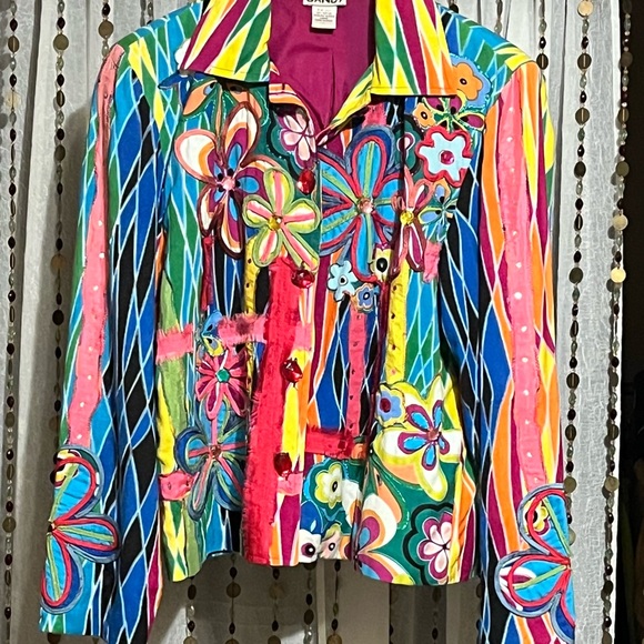 Colorful Floral Artwork Jacket Lg. - Picture 1 of 4